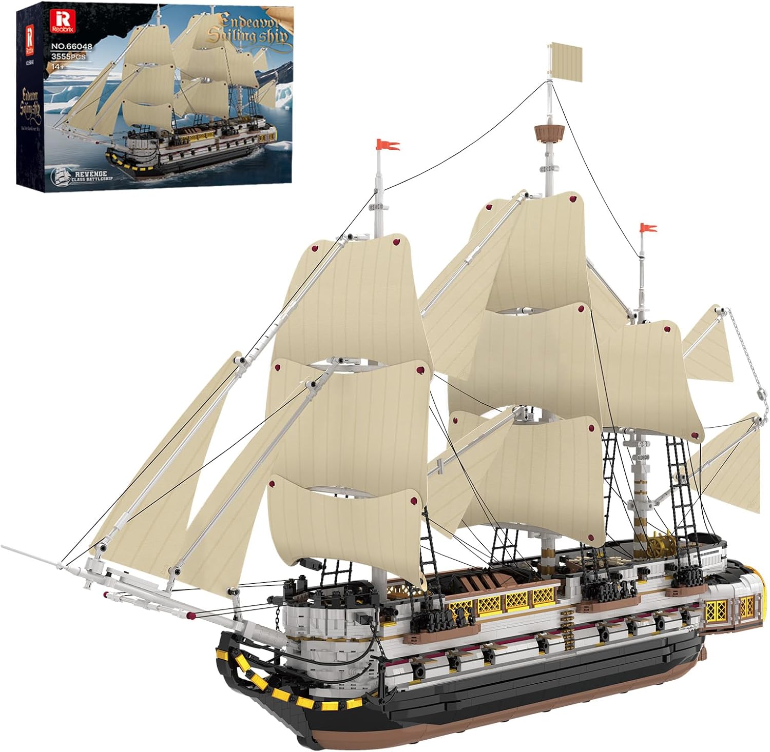 Reobrix Large Sailing Ship Model Building Blocks Kit, Sailing Boat Model Construction Set, Pirate Ship & Historical Collectible Toy, Home Decor Birthday Gifts for Adult Collectors Enthusiasts 3555PCS