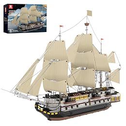 Reobrix Large Sailing Ship Model Building Blocks Kit, Sailing Boat Model Construction Set, Pirate Ship & Historical Collectible Toy, Home Decor Birthday Gifts for Adult Collectors Enthusiasts 3555PCS