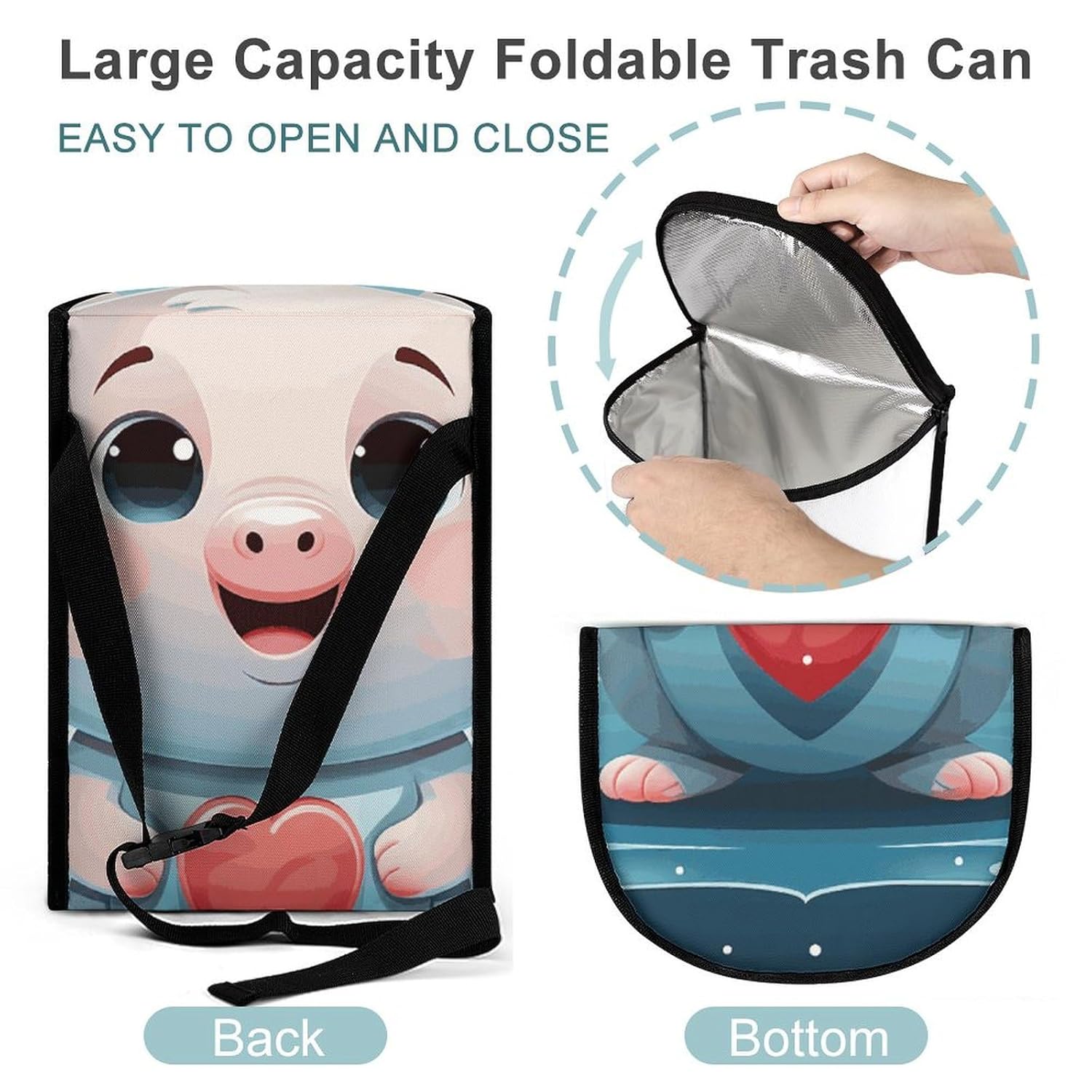 Car Trash Can Smiling Pets Printed Car Organizer Car Accessory Interior Car Garbage Can with Lid