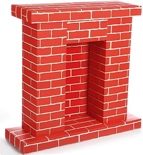 Christmas Corrugated Fireplace 35.5 x 29 x 8 Inch Cardboard Brick Fake Fireplace Backdrop 3D Life Cardboard Cutout Standup for Christmas Party Background Decorations(Bright Red)