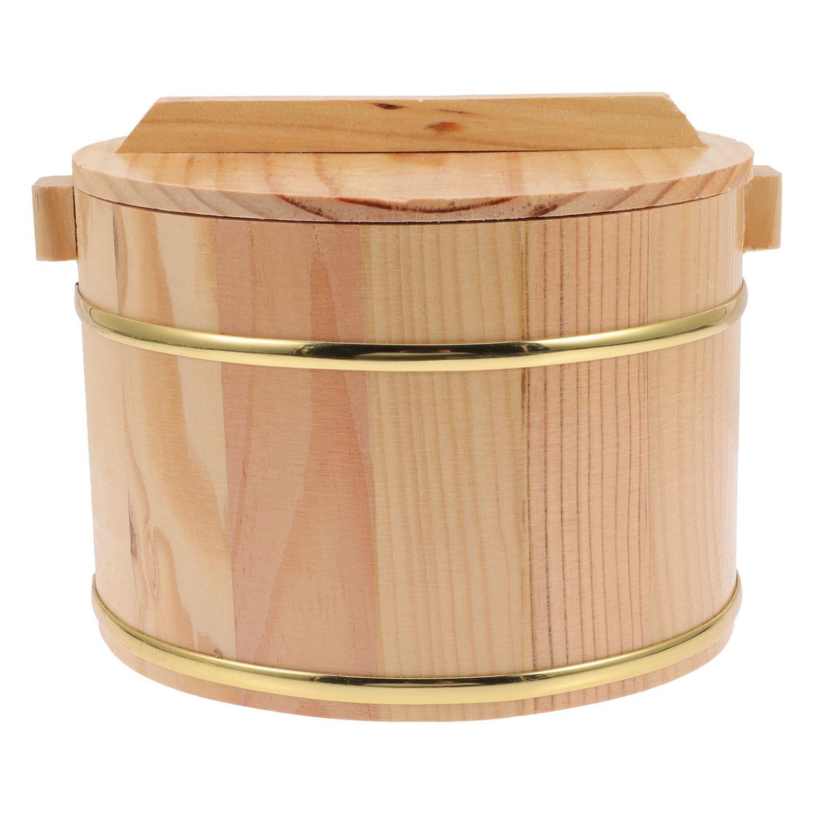 Seau à sushi en bois de riz 20cm avec couvercle et pot en inox