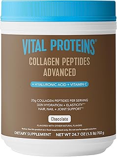 Vital Proteins Collagen Peptides Advanced, Hydrolyzed Peptides with Hyaluronic Acid and Vitamin C - Chocolate Flavor Powder, 24.7oz