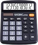 CATIGA 12 Digit Desk Calculator, Desktop Calculators with Large LCD Display & Big Buttons, Dual Power Solar & Battery, Standard Basic 4 Function Calculator for School, Office, Home