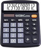 CATIGA 12-Digit Desk Calculator with Large LCD Display, Big Responsive Buttons & Dual Solar/Battery Power for Office, Home, School