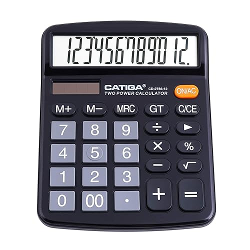 CATIGA 12 Digit Desk Calculator, Desktop Calculators with Large LCD