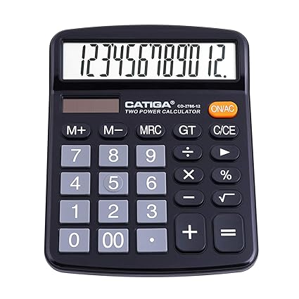 CATIGA 12 Digit Desk Calculator, Desktop Calculators with Large LCD Display & Big Buttons, Dual ...