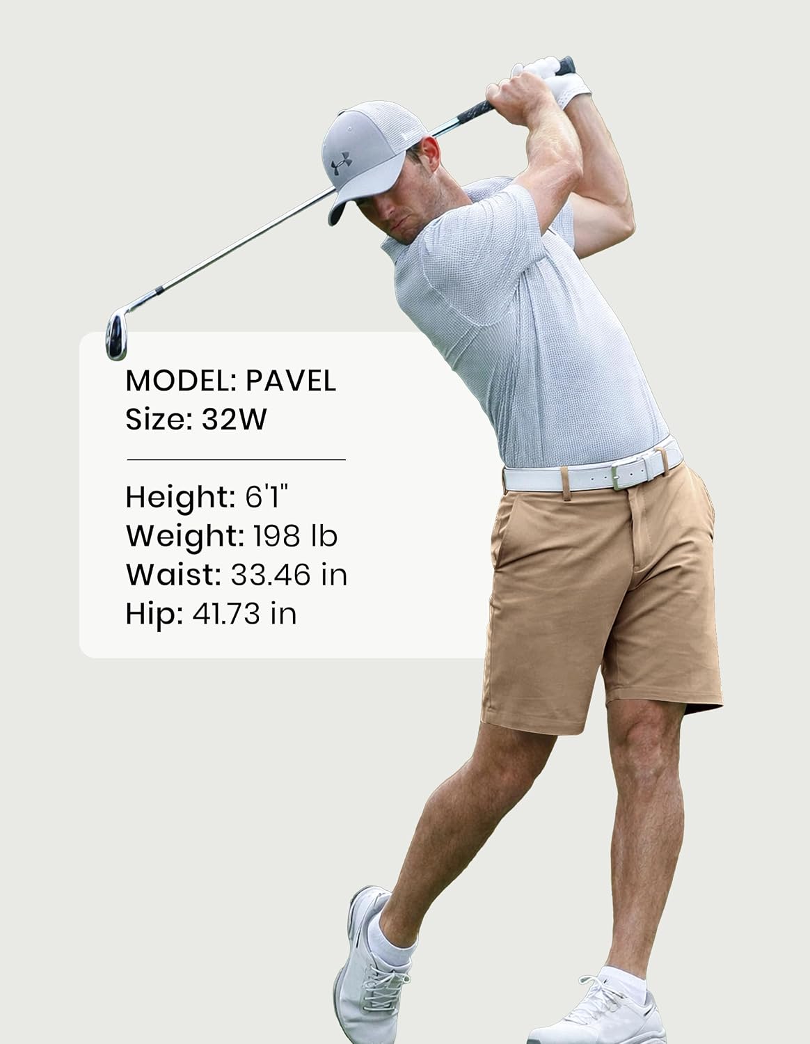 PULI Men's Golf Shorts 9 Inch Stretch Water-Resistant with 5 Pockets Hybrid Shorts for Hiking Travel Casual
