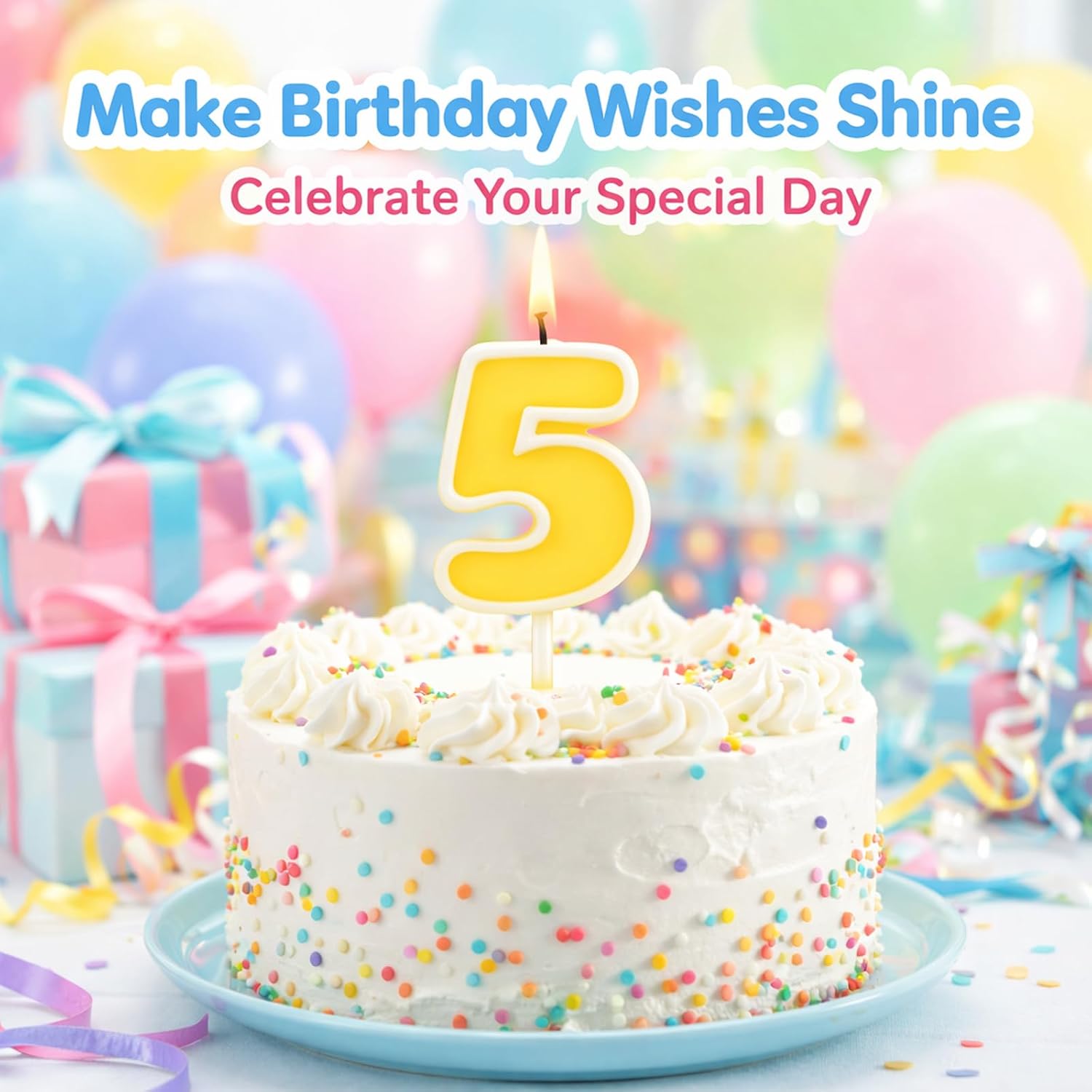 Birthday Candles for Cake, Happy Birthday Cake Toppers, Cute Number Birthday Candle for Kids, Number 5 image 5
