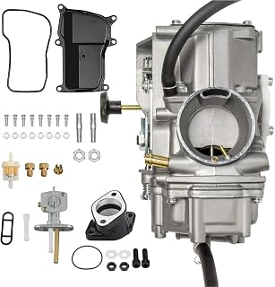 YFM350 Carburetor Replacement for Yamaha 1987-2004 Warrior 350 1987-1995 Moto-4 350 YFM 3501987-1998 Big Bear 350 1996-1998 Kodiak 400 YFM400 ATV Carb with Intake Manifold and Fuel Valve Switch