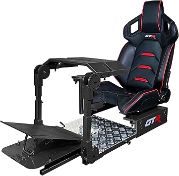 GTR Simulator GTA-Pro Racing Simulator Cockpit Home Workstation with Real Racing Seat, Racing Rig Control Mounts Pista Seat, Black/Red