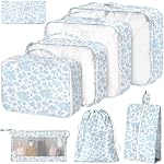 Packing Cubes for Travel, Packing Cubes with Shoe, Cosmetics, Clothing,and Accessories Bags, Travel Cubes for Packing Suitcase Organizer for Women Men, Cherry, Large
