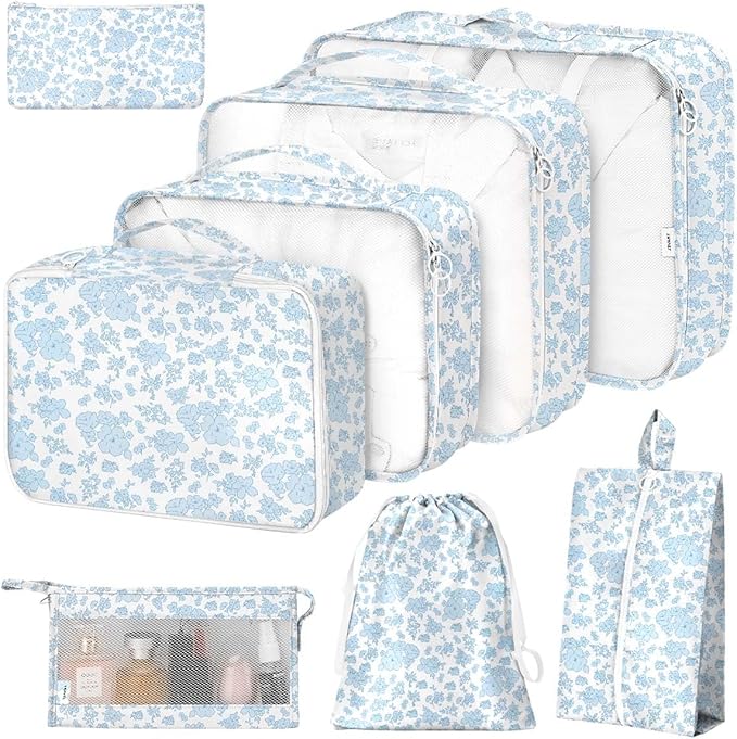 hatisan Packing Cubes for Suitcases,Packing Cubes with Shoe Bag, Cosmetics Bag, Clothing Bag, Accessories Bags Packing Cubes for Travel Luggage Organizer Women Men