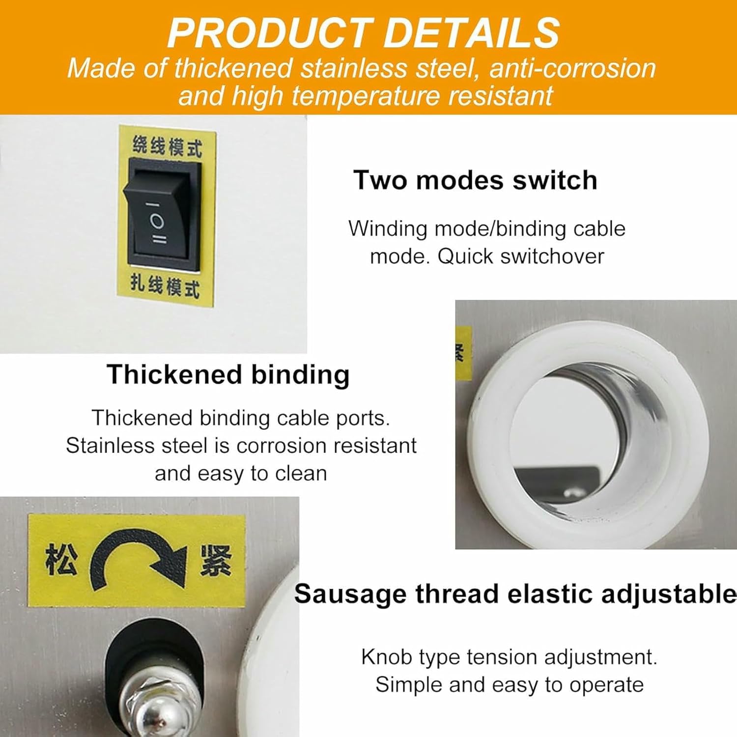 Kitchen Electric Sausage Knotting Machine,with Foot Pedal Switch, Max Diameter 50M, Sausage Stuffer,Adjustable Tie Thread Tightness,110V