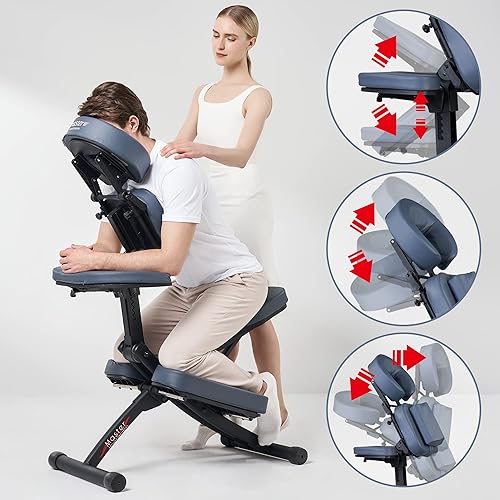 Miniatura 10 de Master Massage Rio - Silla de masaje portátil ligera con estuche de transporte, silla de tatuaje, silla de masaje plegable de altura ajustable,