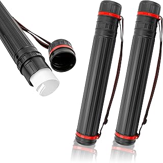 2 Pack Poster Tube with Strap Expand from 17.7''to 28.7'' Black Poster Tube for Artworks, Blueprints, Carry Documents