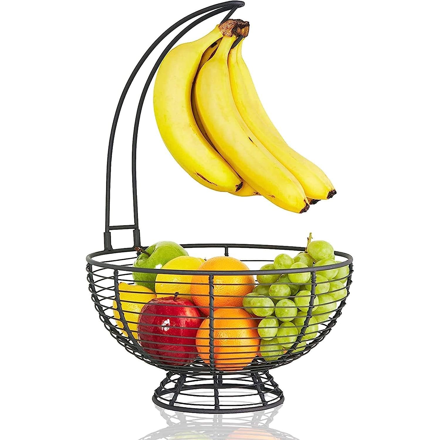 REGAL TRUNK & CO.Large Fruit Basket With Banana Hanger for Kitchen, Rustic French Farmhouse Bowl With Removable Holder Tree, Ideal for Fruits and Vegetables