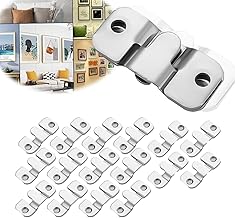 Stainless Steel Bracket Hardware Set, 16-Piece Set (8 Pairs), Multi-Functional Easy-to-Install Hook Hanger, Suitable for Decoration Items, Clocks, Mirrors, and Clothes Hanging, Compatible with