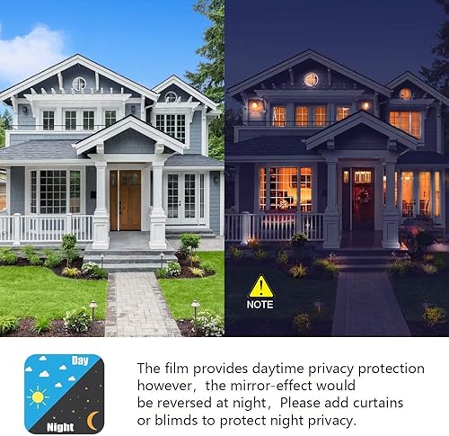 Miniatura 4 de Filmgoo Película de privacidad unidireccional para ventana, tratamiento diurno de tinte de espejo, calcomanías de vinilo con control de calor UV,