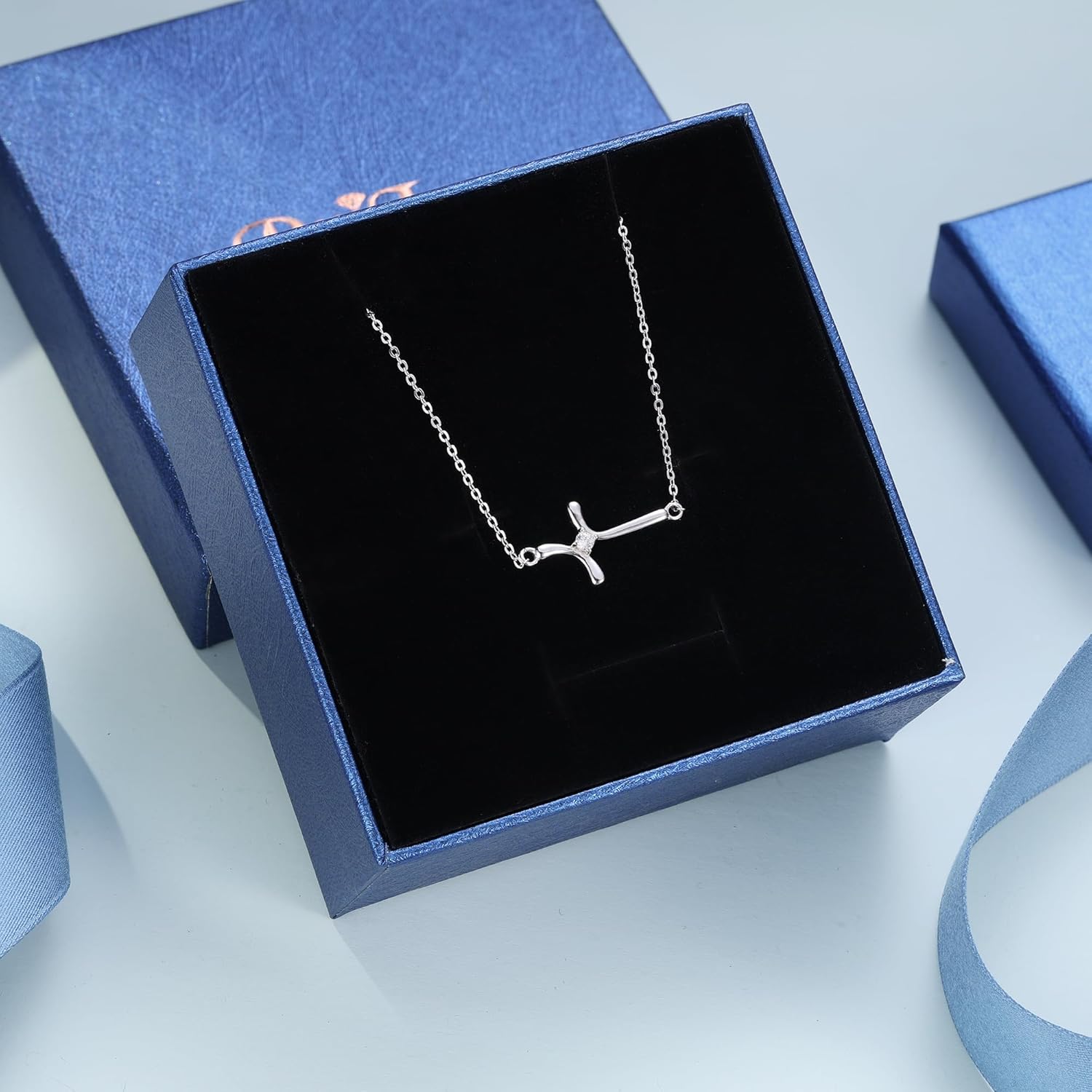 BriLove 925 Sterling Silver Cross Necklaces for Women,Shiny Cubic Zirconia Delicate Sideways Choker Necklace Valentines Day/Birthday/Christmas/Anniversary - Image 5