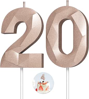 BEAN LIEVE Rose Gold Number 4 Birthday Candles - 2.76 Inch Metallic Diamond Finish, Non-Toxic Wax For Cake Decor
