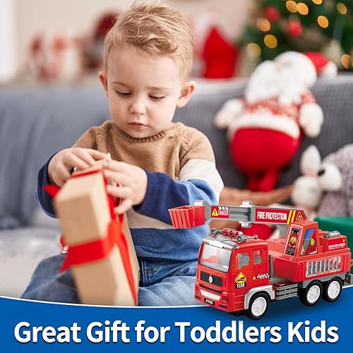 Miniatura 6 de Camión de bomberos de juguete para niños pequeños, niñas y niños mayores de 3 años, camiones de juego para niños con luces 4D y música, tecnología