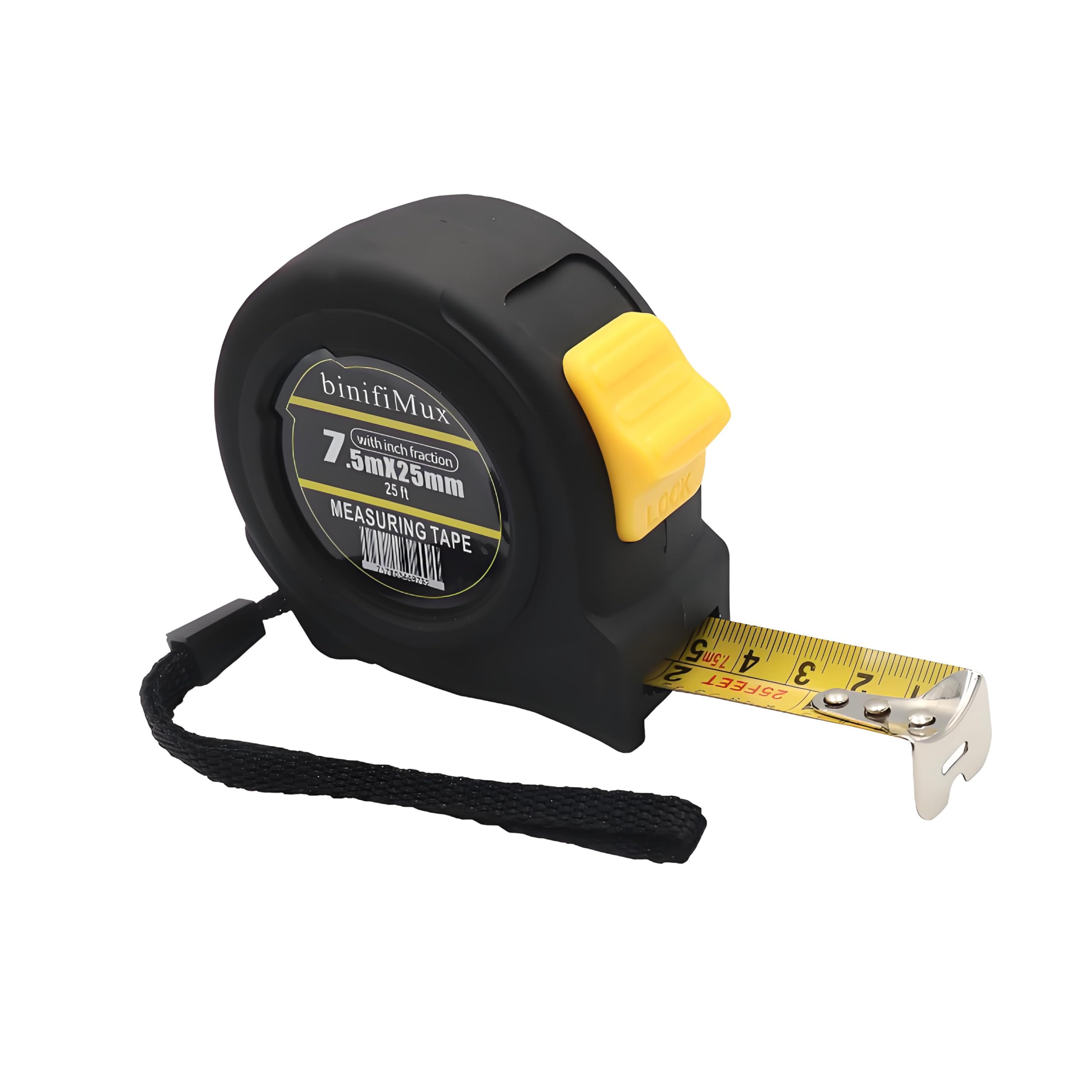 Cinta métrica de 25 pies con fracciones escala 1/8, cinta métrica retráctil de fácil lectura, cinta métrica de bolsillo con clip de cinturón de metal para construcción, contratista,