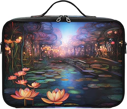 Lotus - Bolsas de maquillaje de viaje de gran capacidad estilo chino para mujeres, bolsa organizadora, bolsa de maquillaje grande para maquillaje de