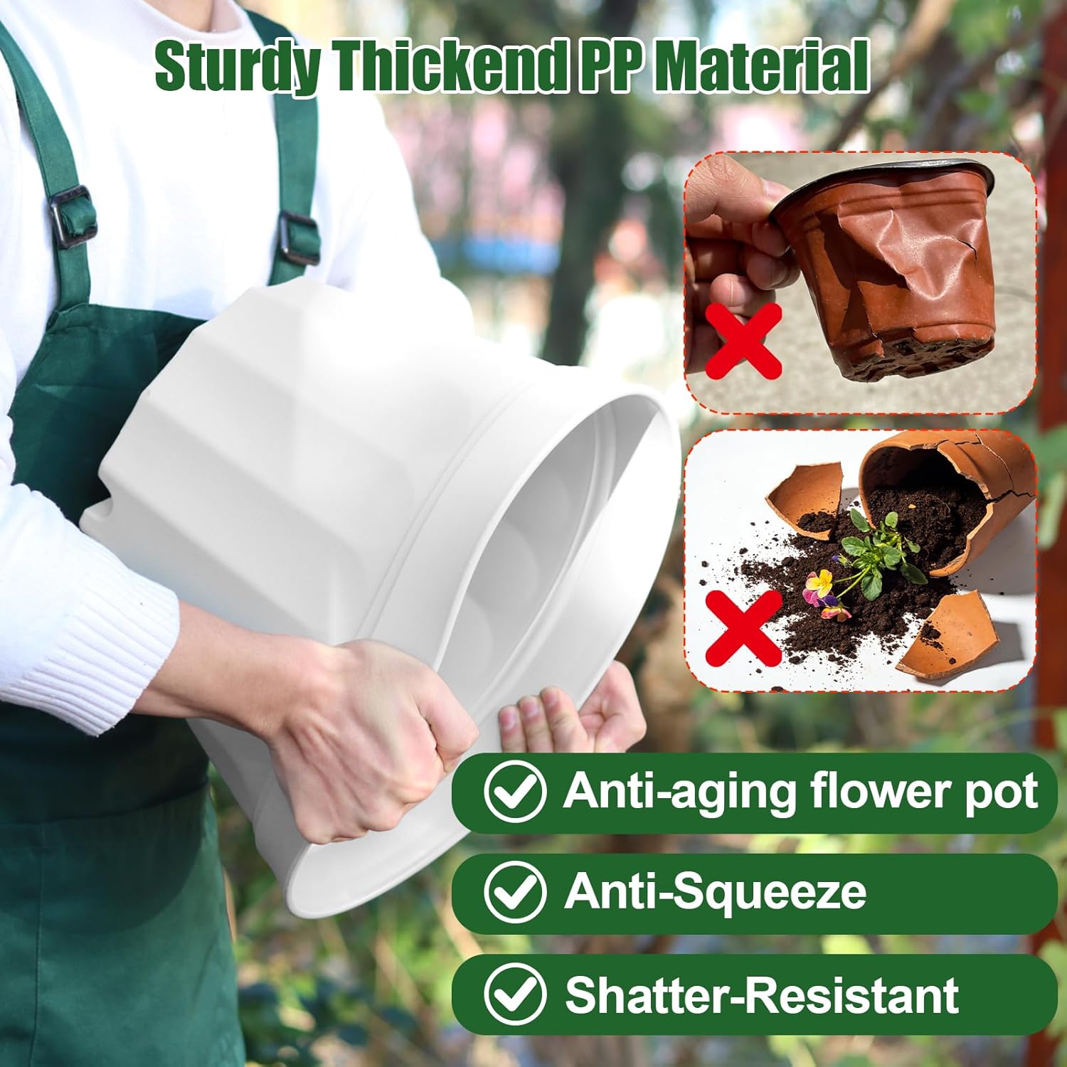 8 Inch Plant Pots Set of 4 with Saucers,Flower Pots with Multi Drainage Holes, Indoor Outdoor Garden Planters for Plants, Herbs, Succulents,and Flowers
