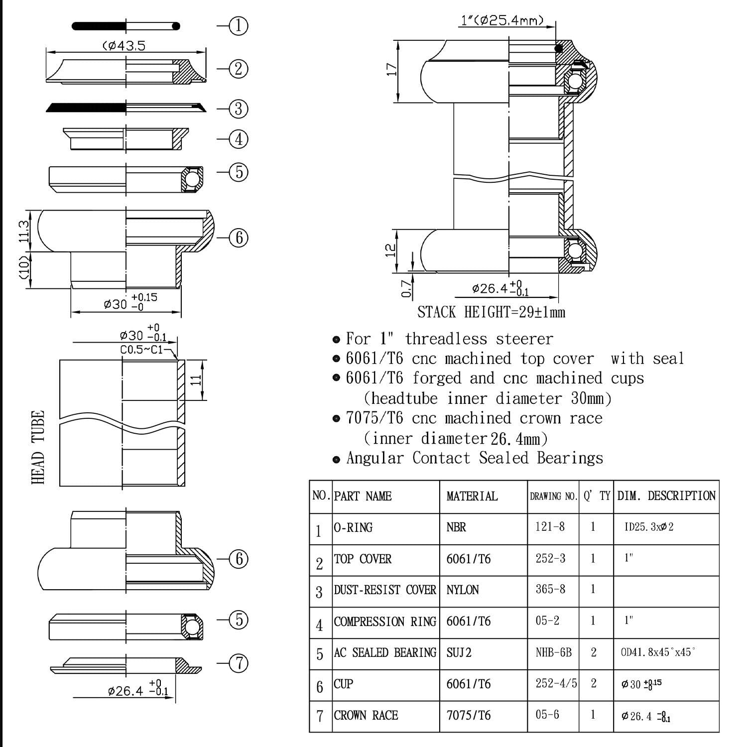 Amazon | NECO 1インチ CNC スレッドレス 1インチヘッドセット