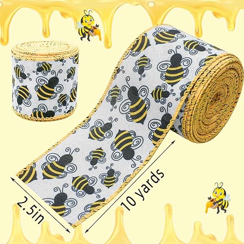Miniatura 6 de Cinta de arpillera de abejorros de 10 yardas, tela de poliéster con borde de abeja, cintas decorativas para envolver regalos, manualidades,