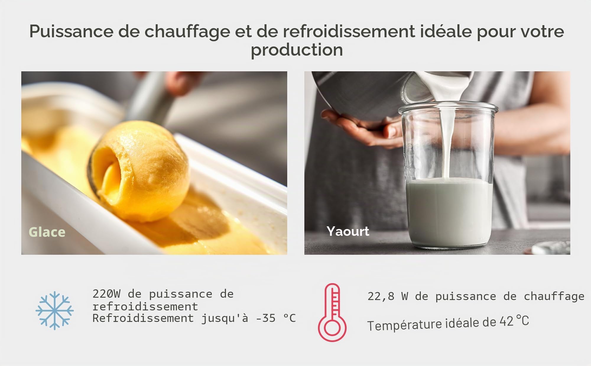 Springlane Kitchen Elisa Sorbetière et yaourtière 2,0 l avec compresseur auto-refroidissant 220 W en acier inoxydable avec fonction refroidissement et chauffage (Elisa anthracite, sorbe)