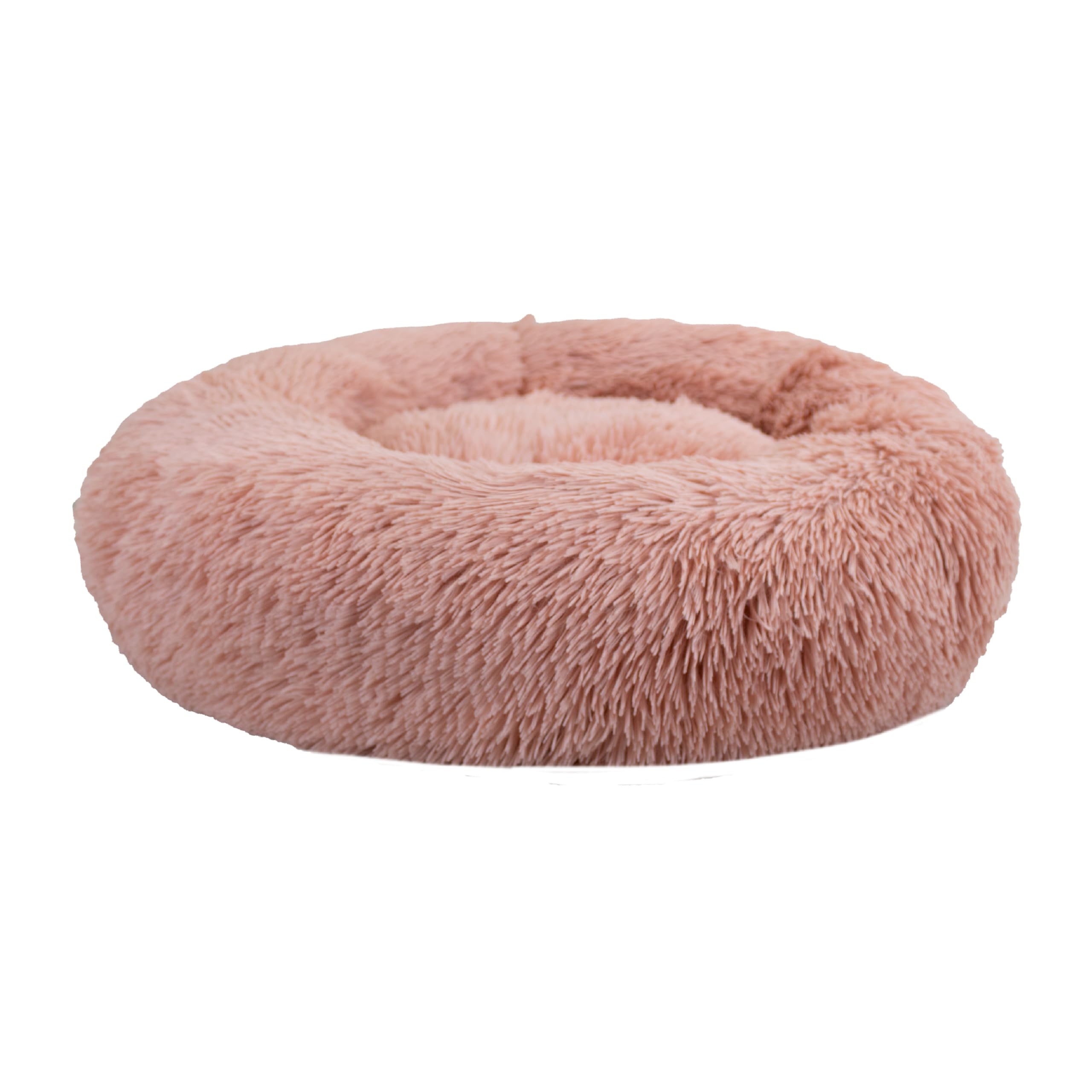 YAGU Cama Antiestres Perro Tipo Donut T-1 (52x52x13 cm) – Cama para Perros y Gatos Suave y Acolchada – Cama Redonda Perro Antiestrés con Tejido Calmante, Lavable y Base Antideslizante - Rosa