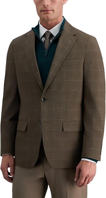 Haggar Mens Slim Fit Plaid Pattern Sport Coat Blazer