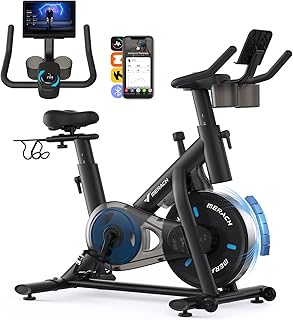 MERACH Vélo d'Appartement pour la Maison - Vélo de Fitness d'Intérieur Silencieux avec Résistance Réglable, Écran LCD, Siège Confortable, pour Entraînement Cardio, App Exclusive, Capacité Max 136KG