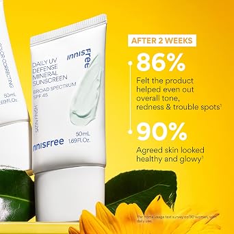 innisfree Daily Mineral UV Defense SPF 45 | Tinted Korean Sunscreen with Zinc Oxide for Redness | Gentle, Hydrating and Lightweight | Available in 2 Pack