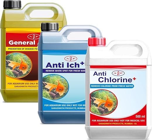 ASP 3 in 1 Fish Medicine Pack 500 Ml Each (Anti Chlorine, Anti Ich, General Aid)