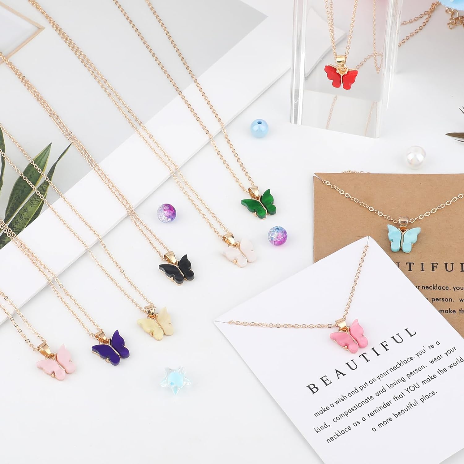 9Pcs 9 Colors Bohemian Butterfly Pendant Necklace Set,Boho Adjustable Acrylic Butterfly Chain Necklace,Choker Necklace - Image 7