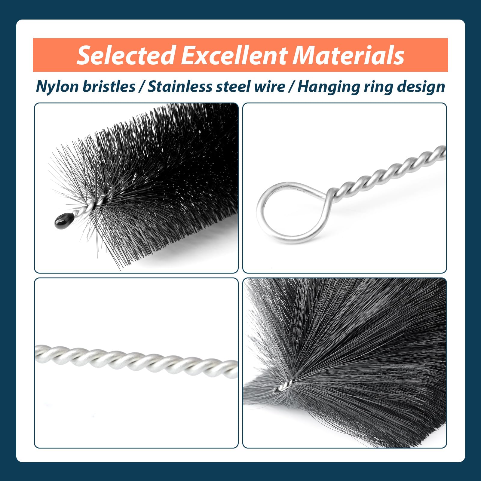 Lot de 12 brosses de nettoyage de voiture 61820 en fil d'acier inoxydable et nylon