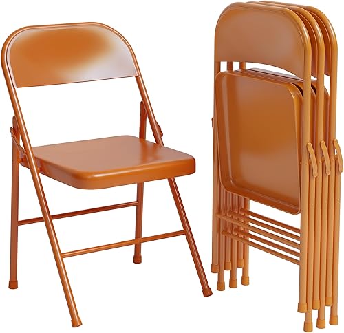 Juego de 4 sillas plegables, asiento comercial portátil y apilable con marco de metal, sillas plegables resistentes para oficina, boda, fiesta,