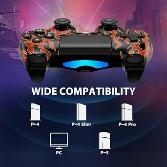 Kujian Wireless Controller for PS4, 2 Pack Controllers for PS4 with Double Vibration/6-Axis Sensor/Touch Pad/Headphone Jack, Ergonomic Non-Slip Grip Compatible with PS 4/Slim/Pro (Red & Blue)