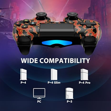 Kujian Wireless Controller for PS4, 2 Pack Controllers for PS4 with Double Vibration/6-Axis Sensor/Touch Pad/Headphone Jack, Ergonomic Non-Slip Grip Compatible with PS 4/Slim/Pro (Red & Blue)