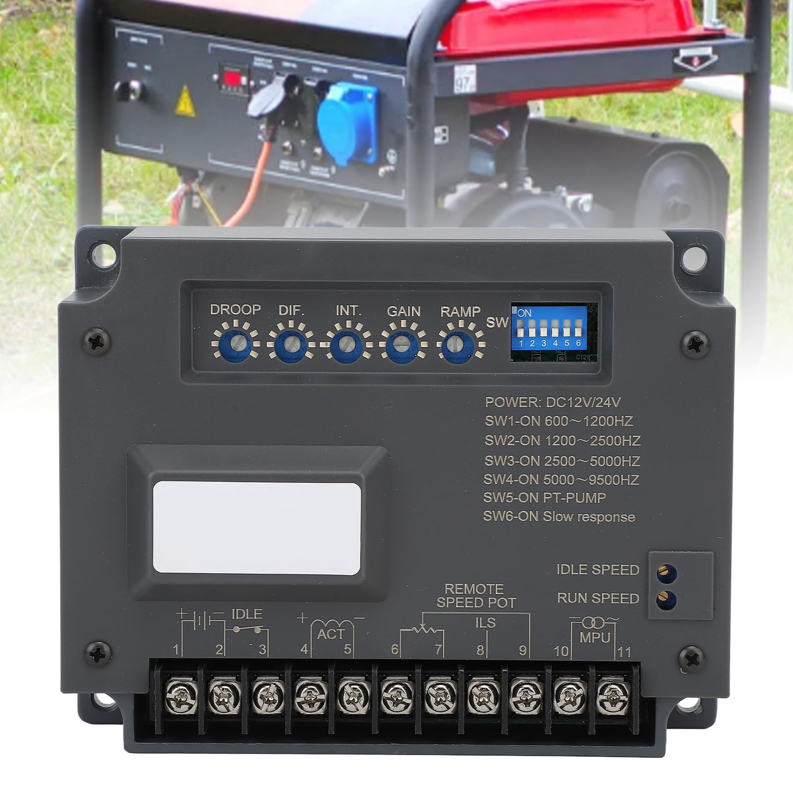 Qcwwy EG3002 Elektroniczny Sterownik Silnika Gubernator Prędkości Generatora o Niskim Poziomie Hałasu ABS Stop Aluminium z Tłumieniem Czarnego Dymu Odporność EMI do Sterowania Agregatem Prądotwórczym