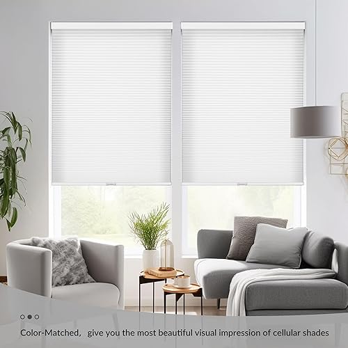 Miniatura 6 de BERISSA Persianas celulares filtrantes de luz, sin cordón, con diseño de panal para ventanas, persianas celulares a juego para dormitorio, oficina,