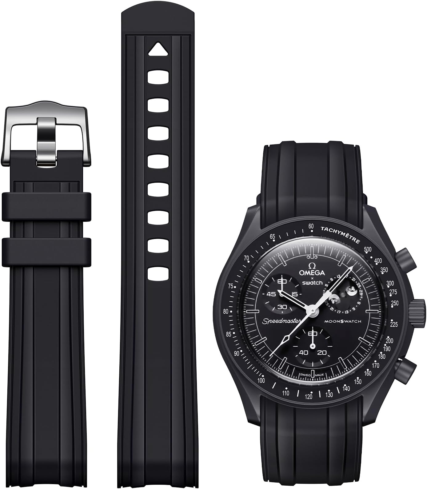 Strap for Omega x Swatch MoonSwatch Watch 20mm,Soft Replacement Rubber Strap for Swatch Omega Moonswatch Speedmaster,Curved No Gap strap for Moonswatch Swatch Men Women