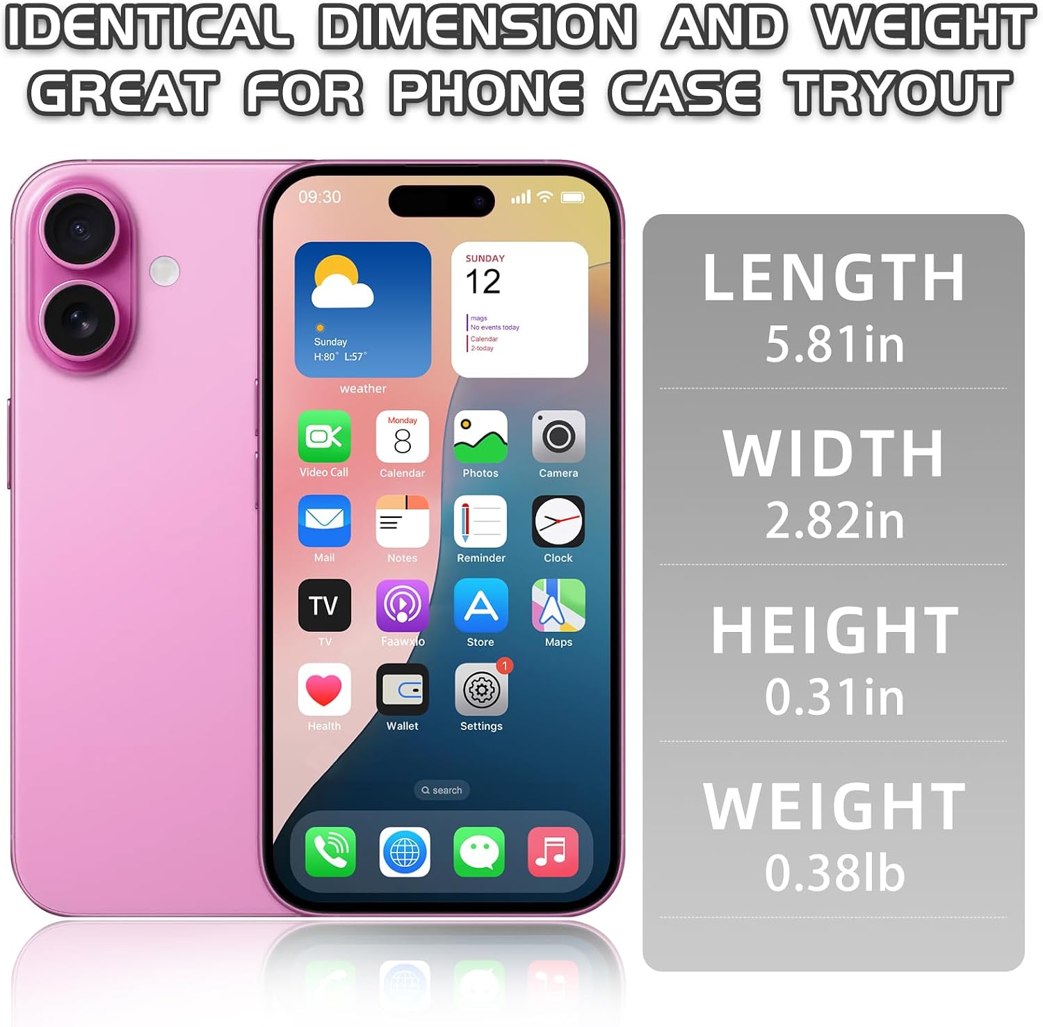 Dummy Fake Phone Model, Looks Like The RealPhone Compatible withPhone 16 Pro Max, for Cellphone Store Display or Send a ToyPhone for Kids (16,Pink,The Screen is Printed with Patterns)