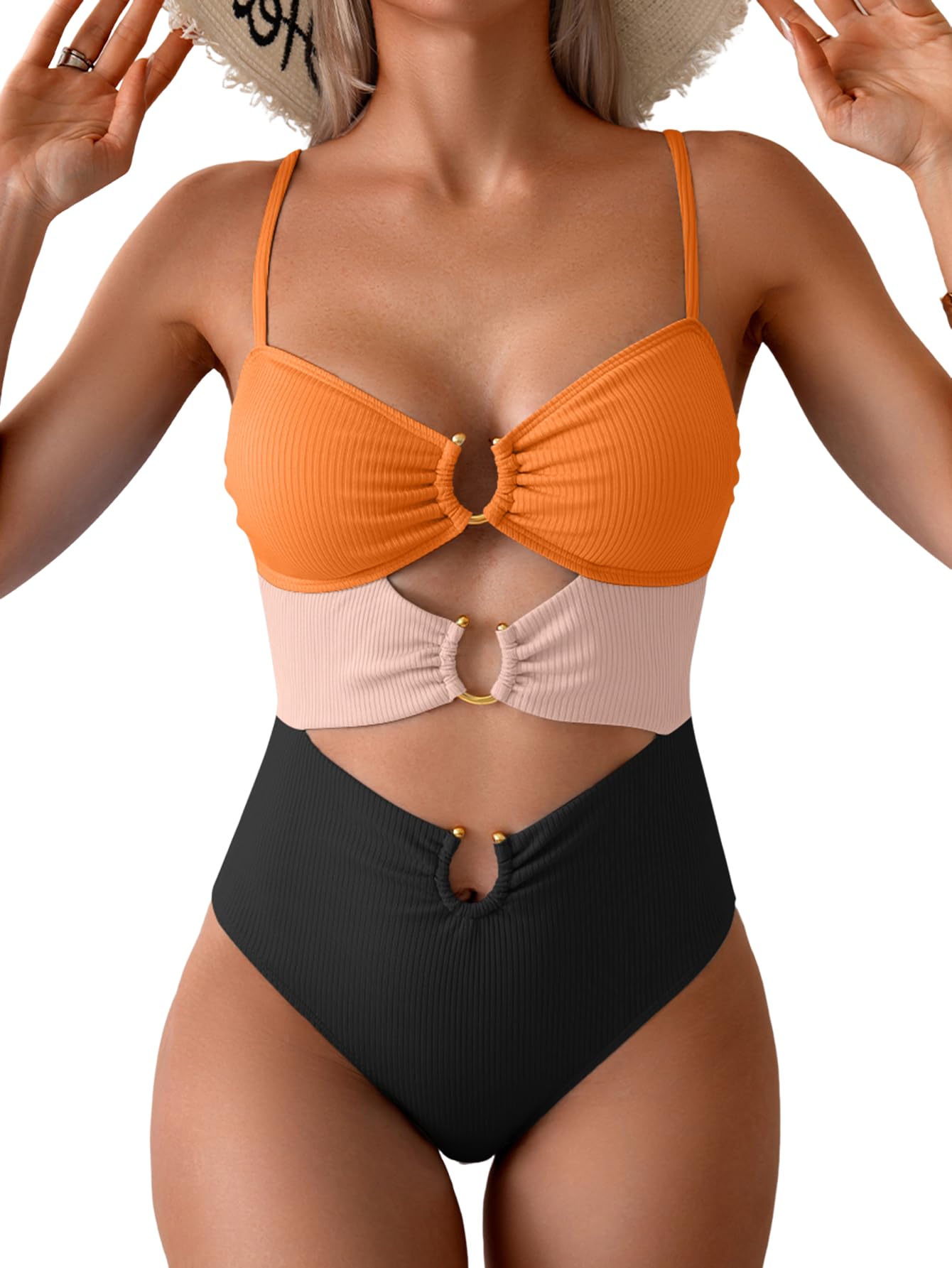 Women One Piece Swimsuit Monokini Sexy Bathing Suit Metal Swimsuit-image-45