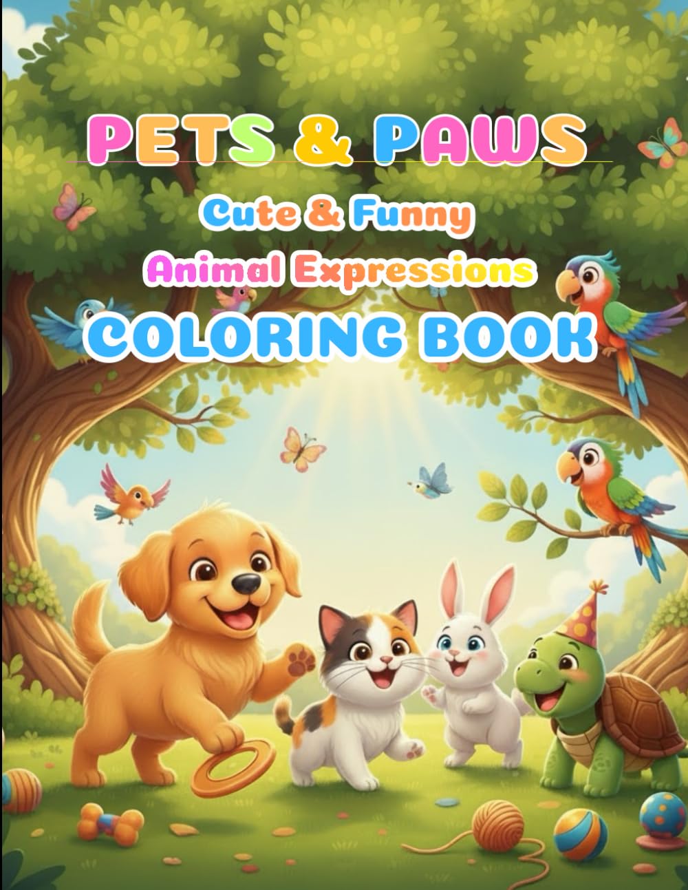 Pets & Paws Cute & Funny Animal Expressions Coloring Book: Adorable Pets Making Silly Faces & Hilarious Moments to Color
