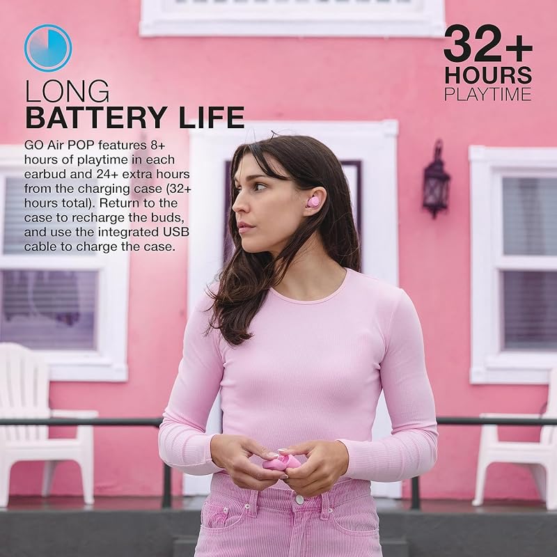 JLab Go Air Pop+ Earbuds, Dual Connect, EQ3 Sound, Pink image 5