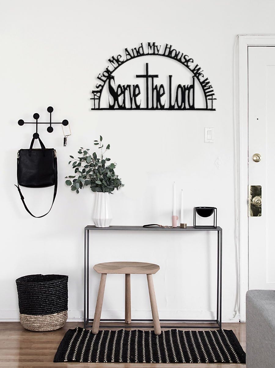 Inspirational Word Art, Christian Faith Biblical Verse Wall Sign, Hand-Made Wooden Decoration Plaque for Home, Office, Church – Real Wood (As For Me and My House, We Will Serve the Lord)