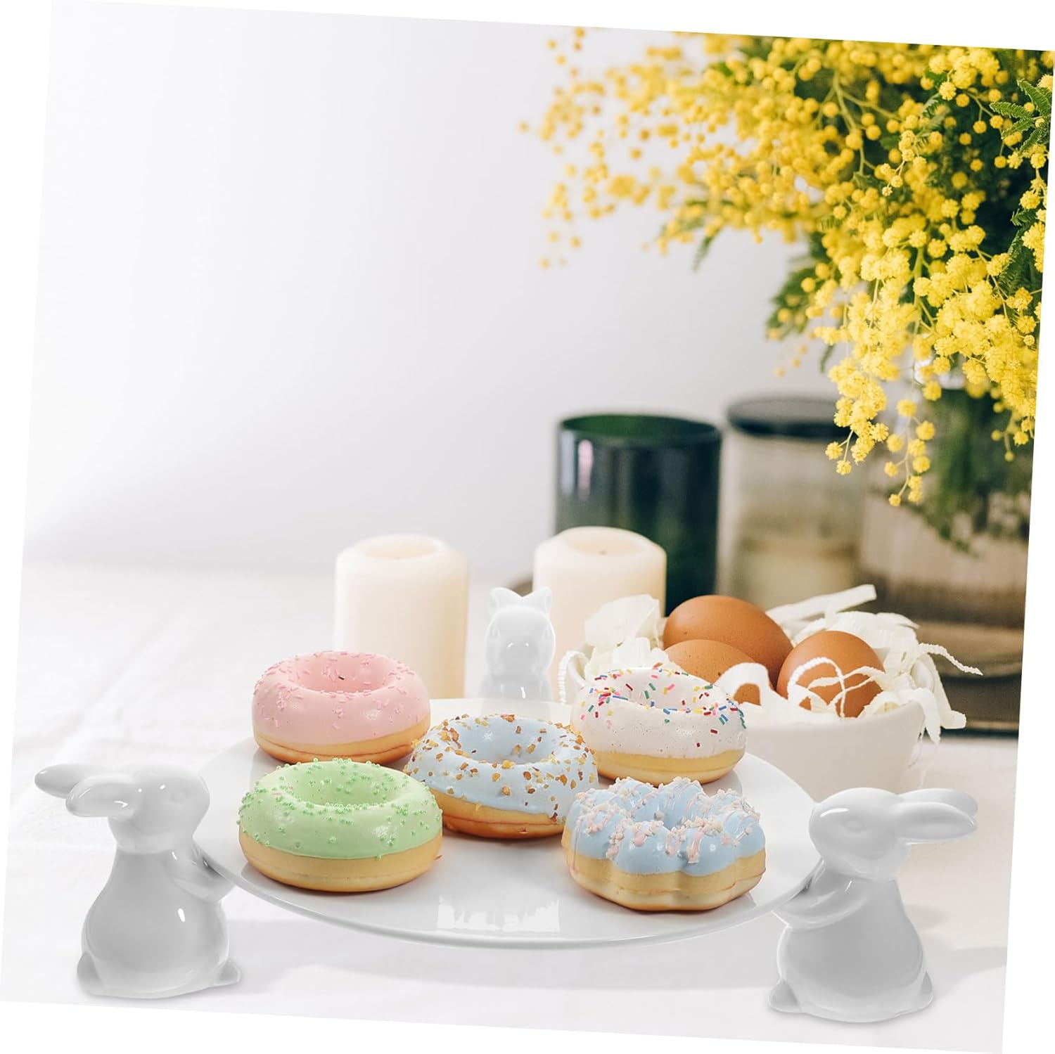 1set Easter Bunny Ceramic Cake Stand with Decor Food-grade Dessert Plate for Party Afternoon Tea Tableware for Spring Celebrations and Festive Gatherings
